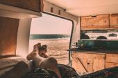 Lazy Afternoon in a converted van by the beach, this is van life. Carnarvon, Western Australia. Home is where you park.