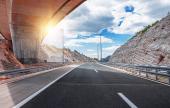 Highway bridge and cars on the road, Croatia.